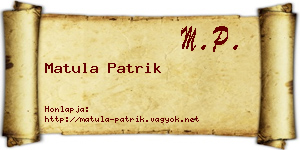 Matula Patrik névjegykártya